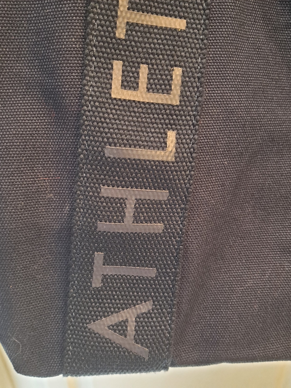 Athleta Logo Dark Navy Cotton Canvas Tote Bag Work Gym Travel Commuting - Picture 2 of 8